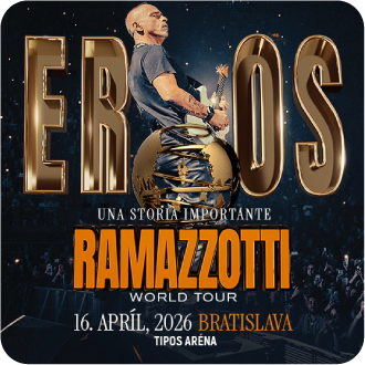 Taliansky šarm, nezameniteľná farba hlasu a hity, ktoré pozná celý svet. 16. apríla 2026 ovládne bratislavskú TIPOS Arénu legendárny Eros Ramazzotti. Nenechajte si ujsť zastávku jeho UNA STORIA IMPORTANTE WORLD TOUR a zažite energiu megahviezdy naživo.