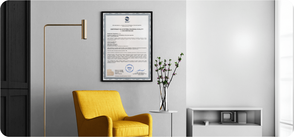 Certifikácia potvrdzuje, že systém riadenia kvality zdravotníckej pomôcky je efektívne riadený na vzorovej úrovni.