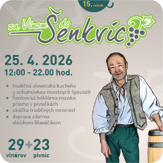Jedna z našich obľúbených jarných tradícií je späť už po pätnástykrát. Opäť otvoríme pivnice a ochutnáme, čo nám v chotári dozrelo. Kedy a kde sa stretneme? Dátum a čas: 25. apríla 2026 od 12:00 Lokalita: Šenkvické pivničky a dvory Vínko sa už chladí, tak vás čakáme!